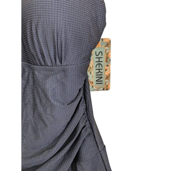 Shekini Womens Swim Dress Black Size XL Slimming Textured One Piece Swim NEW - Picture 3 of 7